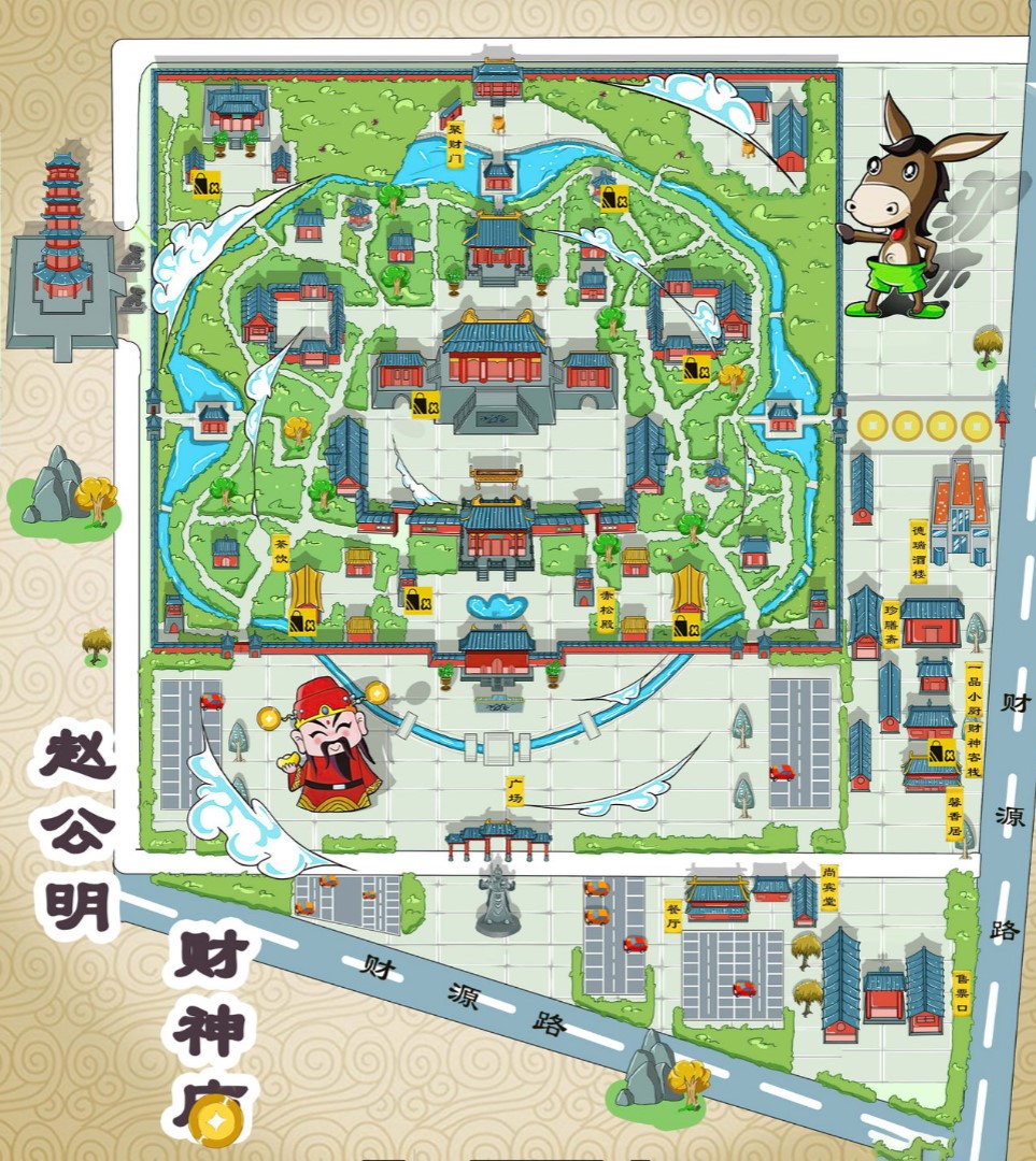 鹤峰寺庙类手绘地图